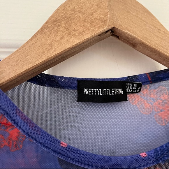 Pretty Little Thing Mesh Oriental Crop Top, Size 8 - Picture 3 of 6